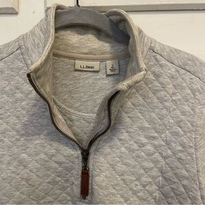 L.L. Bean Cotton Quilted Half-Zip Sweater - Light Gray